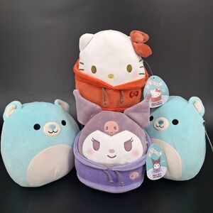 Lot Of 4: Hello Kitty, Belinda & Kuromi Squishmallow with Lavender Hoodie